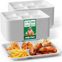 JOLLY CHEF Compostable  Compartment Paper Plates  *   [ ] Heavy Duty White Divided Disposable Plate Eco-Friendly Biodegradable Food Trays for Party Lunch Thanksgiving Day (11*8in-500pack)