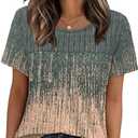 OFEEFAN Women's Clothing Trendy Short Sleeve Summer Tops Dressy Casual Crewneck T Shirts Plus Size Spring Clothes Loose Fit (X-Large, 2-grey Coral)