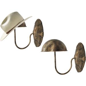 Owlgift Decorative Bronze Metal Vintage Style Wall Mounted Entryway Hat/Cap/Wig Hanger Display Rack - Set of 2