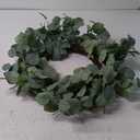 Eucalyptus Leaves Wreath Metal Polyester Green Wreath 19 Inches for The Front Door Décor, 1 Pack