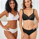 Avidlove Bras for Women Lace Minimizer Bra Full Coverage Mesh Underwire Bra with Centering Cups Sexy Unlined Brasieres (Black)