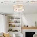 20" Gold Flush Mount Ceiling Fan with Light, Boho Ceiling Fans with Lights, Enclosed with Remote Control 6 Speeds for Living Room, Bedroom, Nursery
