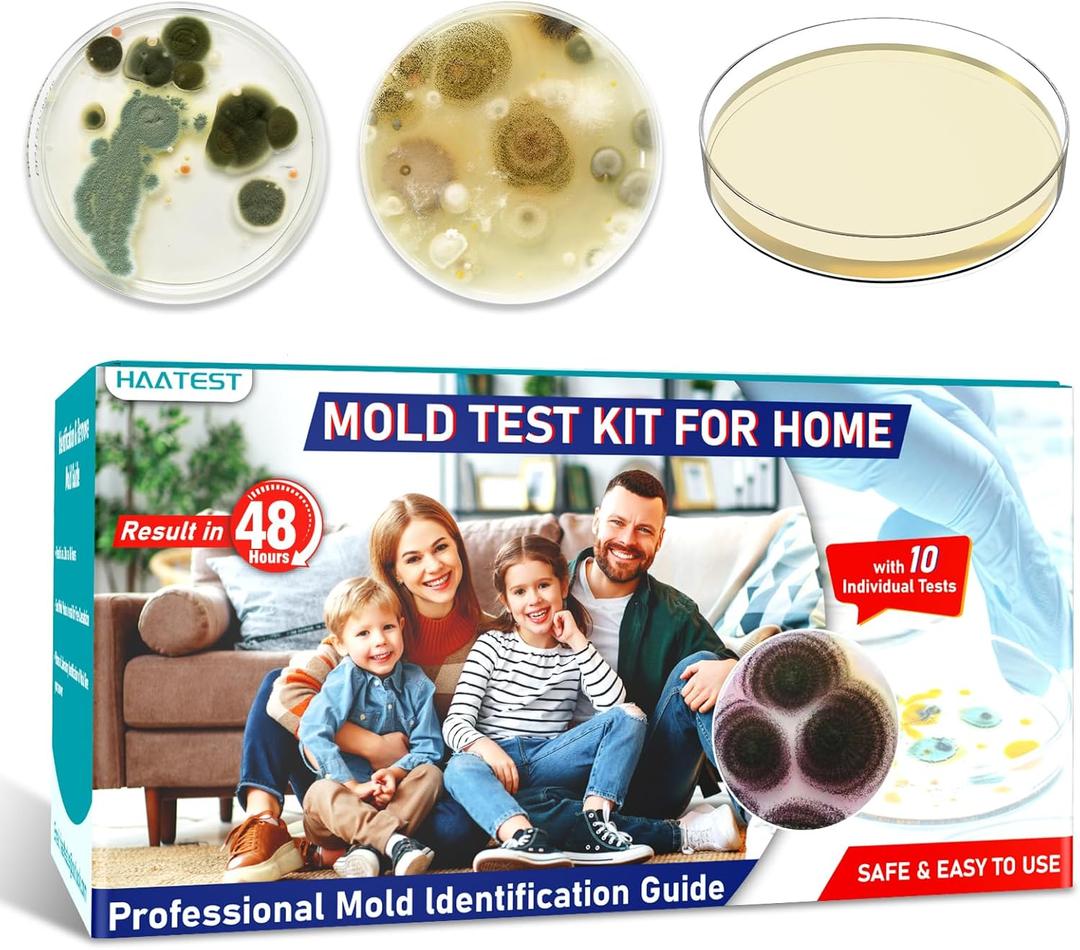 Mold Test Kit for Home: 10 Simple Mold Detector with Detailed Identification Guide for Surfaces Indoor Air Quality HVAC Testing Results in 48 Hours at Home Black Mold Detection Kit