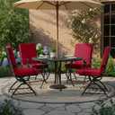 Summsun Patio Dining Seat Cushions, High Back Outdoor Chair Cushion with Water Resistant Removable Covers, Ties, Non-Slip Bottom for Garden Lawn Patio Furniture, 44 x 20 Inch, Burgundy, Set of 4