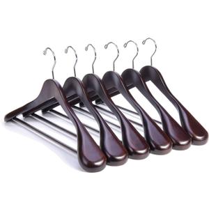 Nature Smile Luxury Mahogany Wooden Suit Hangers - 6 Pack - Wood Coat Hangers, Jacket Outerwear Shirt Hangers,Glossy Finish with Extra-Wide Shoulder, 360 Degree Swivel Hooks & Anti-Slip Bar with Screw (17.5 Inches 6 Pack)