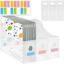 6 Pcs 12"x12" Paper Storage Organizer, Foldable Vertical Scrapbook Paper Organizer with 18 Pcs Sticky Index Tabs, 12"x12" Scrapbook Paper Storage Organizer