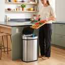 iTouchless 13 Gallon / 50 L Oval Sensor Kitchen Trash Can with Odor Filter