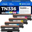 TN336 Toner Cartridge Set 4-Pack Replacement Compatible for Brother TN-336 TN331 TN315 MFC-L8850CDW HL-L8350CDW MFC-L8600CDW HL-4150CDN MFC-9970CDW DCP-L8400 L8450 HL-L8250 L8650 L8850 4570CDW Printer