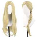 Topcosplay 28inch Wigs Blonde Long Wavy Halloween Costume Party Wig