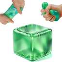 3 x Ice Cube Squishy, Slow Rising Square Shape Stress Balls for Adults(Green) | Ice Cube Fidget Toys for Adults Sensory Toy for Anxiety Relief ADHD Office School Stocking Stuffer Classroom Prizes Gifts