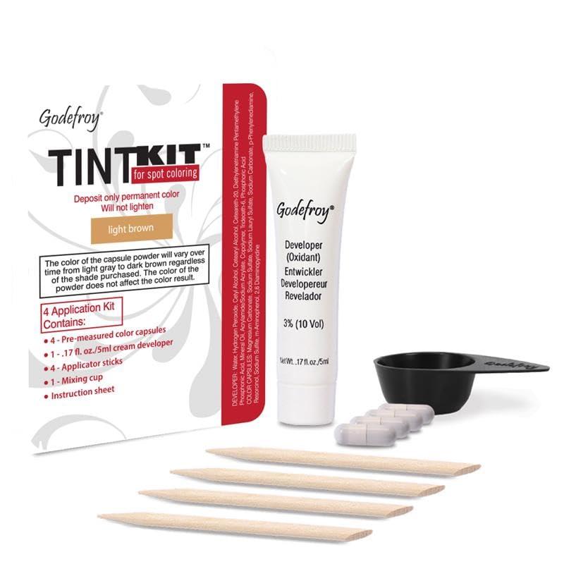 Godefroy Hair Color Kit for Spot Coloring, Covers Up Gray Hairs, Dark Brown, 4-Application Kit, Pack of 1