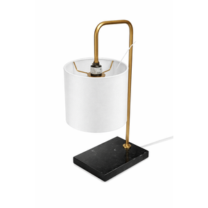 Simple Designs LD1036-ABS 22" Industrial Vintage Bronson Antique Style Industrial Iron Lantern Desk Table Lamp with Glass Cylinder Shade for Home Décor, Office, Living Room, Bedroom, Antique Brass