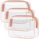 PACKISM Clear Makeup Bag - TSA Approved Toiletry Bag for Travel Size Toiletries, Travel Clear Toiletry Bag Quart Size Bag, Carry on Airport Airline Compliant Bag, Rose Pink(for age 12 or above) (Medium, Active Rose Pink)