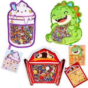 Joyreal Hide and Seek Busy Bag- 3 Pack Seek and Find Hidden Object Game, Sensory Hidden Object Search Problem Solving Travel Game for Kids 3+, Including Alphabet, Food, Fish, Animal (Green)