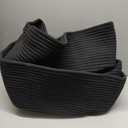 INDRESSME Woven Storage Basket, Black Baskets for Gifts, Nursery Toy Basket, Rope Baskets for Organizing, Shelf Storage, Multi-Purpose Organizer for Shoes, Clothes, Towels, Laundry 13 x 10 x 9 Inches