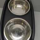 IRIS USA Elevated Dog Bowls, Adjustable Height, 2 Thick 64 oz Stainless Steel Bowls, Spill-Proof with Raised Outer Rim, Durable Made in USA Plastic, Easy Assemble, 2 Heights 4.63" or 12.25" Black
