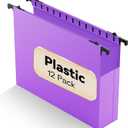 Nordun Plastic Extra Capacity Hanging File Folder Letter Size,12 Pack Reinforced Purple Hanging Folders Expandable,Heavy Duty Folders 2 Inch Expansion,Hanging File Organizer Designed for Bulky Files