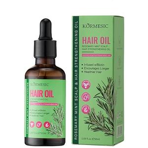 Rosemary Mint Hair Oil for Scalp Care, Biotin Infused Hair Treatment Oil for Dry Scalp, Split Ends & Thinning Hair, Lightweight Nourishing Oil for Stronger, Healthier Looking Hair, 50ml Pack Of 2