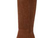Easyfox Knee High Boots for Women Chunky Heel Pointed Toe Boots Side Zipper Long Boots (6, Brown)