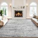 Area Rug 9x12 for Living Room - Modern Non-Slip Neutral Grey Large Washable Rugs for Bedroom - Low Pile Thin Large Floor Carpet for Dinning Room Home Office