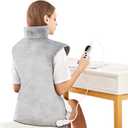 Mia&Coco Electric Heating Pad for Back Neck Shoulders Pain Relief, XL 23"x39" Soft Flannel Wrap, Waist Strap, Fast Heat Hot Therapy 6 Heat Settings, Auto-Off Timer, Machine Washable, Grey