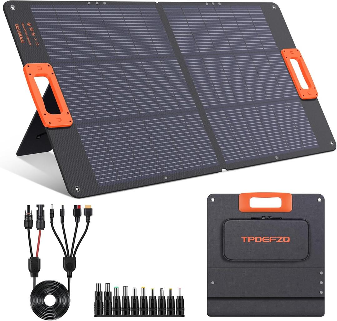 100W Solar Panel,N-Type 16BB Portable Solar Panels for Power Station,Foladable Solar Panel,QC3.0 USB-A &Type-C,25% High Efficiency,IP68,ETFE Integrated Design for Outdoor Camping,Off Grid