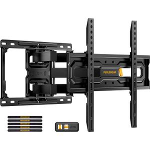 Perlegear Full Motion TV Mount for 32-65 Inch TVs up to 99 lbs, Max VESA 400x400mm, Fits 16/12 Wood Studs, Height Adjustable Pre-Assembled TV Wall Mount, Tool-Free Tilt, Swivel & Extension, PGMF21