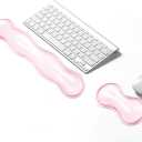 Gel Keyboard Wrist Rest Set, Clear Wrist Rest for Keyboard and Mouse, Ergonomic Keyboard Mouse Wrist Rest for Typing Pain Relief, Suitable for Office, Gaming, Computer, Laptop - Pink
