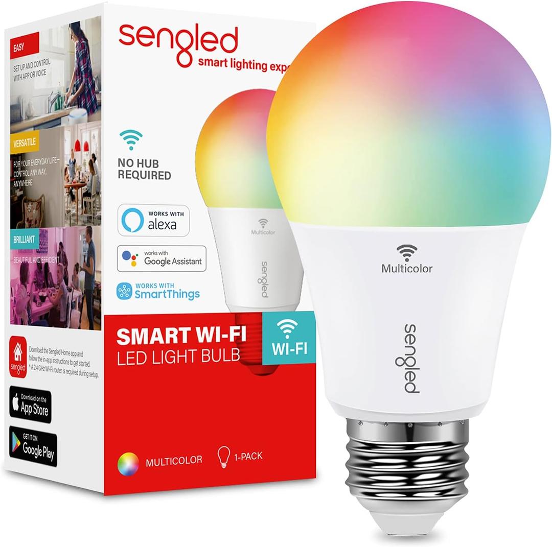 Sengled Smart Light Bulb, Color Changing Light Bulb, WiFi Light Bulbs No Hub Required, Smart Bulbs that Compatible with Alexa & Google Home, Smart LED A19 RGB Light Bulbs, 1 Pack