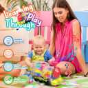 Light Up Train Toy for Toddlers: Transparent Gear Car Toy for Kids with Cool Light and Music Educational Crawling Toys for Baby Boys and Girls