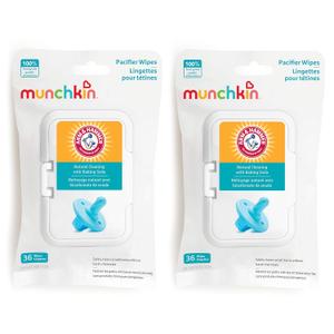 Munchkin Arm & Hammer Pacifier Wipes - Safely Cleans Breast Pump Parts and Feeding Essentials for Baby and Toddler, 2 Pack, 72 Wipes