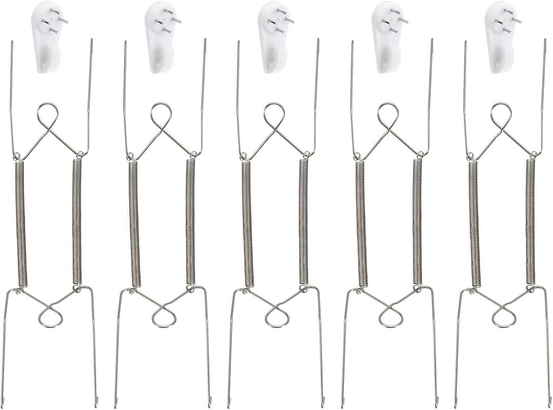 uxcell 5pcs Plate Hanger, 10 Inch Stainless Steel Invisible Wall Plate Hangers with Wall Decorative Hooks and Tip Protectors for Decorative Plates and Art