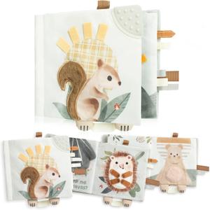 Soft Baby Book with Touch and Feel Pages - Cute Sensory Book for Babies 0-6, 6-12 & 12-18 Months with Mirror & Crinkle Paper - The Perfect Christmas Toy for Baby Showers Or as a Newborn/Infant Gift