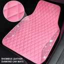 CAR PASS Bling Leather Car Mats Shining Diamond Floor Mats Crystal Rhinestones Sparkly Glitter Carpet Anti-Slip Waterproof Pad Universal Fit for Automotive SUV, Sedan, Van, 5pcs for Girl Women Pink (Front And Rear[5PCS])