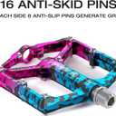 Road/Mountain Bike Pedals - 3 Bearings Bicycle Pedals - 9/16 CNC Machined Flat Pedals with Removable Anti-Skid Nails
