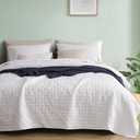 PHF Quilt Bedding Set King Size - Lightweight Summer Bedspread, 3PCS Soft Breathable Coin Pattern Bedding Coverlet for All Season, Drop Nicely Quilt 106" x 96"with 2 Pillow Shams, Coconut White