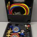 WISSCOOL AC Gauges HVAC Manifold Gauge Set for R134 R22 R12 R502, with 5ft Hoses Couplers Adapters Puncturing Can Tap Tools for R134a Refrigerants Charging and Evacuation