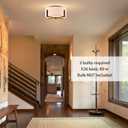 Flush Mount Ceiling Light Fixture with Linen Shade Oil Rubbed Bronze 2- Light Drum Ceiling Light Modern Light Fixture for Bedroom Living Room Kitchen