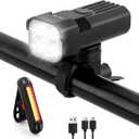 Bike Light for Night Riding, 2000LM/1000LM Bicycle Headlight & Taillight, Multiple Modes,3000mAh/2000mAh USB C Rechargeable Waterproof LED Bright Bike Headlights for Cyclists and Commuters