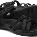 UBFEN Womens Hiking Comfort Sport Sandals Beach Vacation Camping Casual Sport Sandals with Adjustable Straps and Arch Support (White)