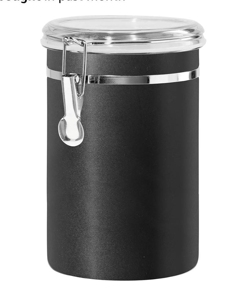 Oggi Stainless Steel Kitchen Canister 62 fl oz, Black - Airtight Clamp Lid, Clear See-Thru Top - Ideal for Kitchen Storage, Food Storage, Pantry Storage. Large Size 5" x 7.5". Oggi Stainless Steel Kitchen Canister 62 fl oz, Black - Airtight Clamp Lid, Clear See-Thru Top - Ideal for Kitchen Storage, Food Storage, Pantry Storage. Large Size 5" x 7.5".