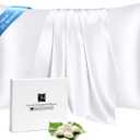 Ravmix 100% Silk Pillow Case with Zipper, 21momme Mulberry Silk Pillowcase for Hair Skin Health, Soft Smooth Breathable Cool Pillow Cover for Beauty Sleep 1PC(Queen 2030inches, Pure White)