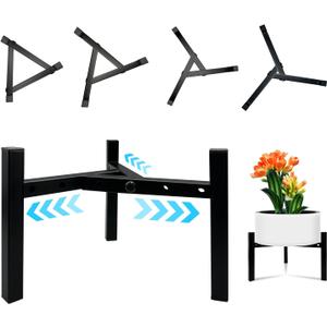 Mini 3Legs Adjustable Metal Plant Stand for 5"-10" Plant Pot  Indoor & Outdoor (Black, 1 Pcs)
