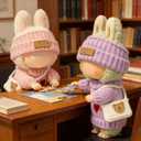 2 x (2 Pack) Clothes for LABUBU 17cm Doll, 6-Piece Handcrafted Crochet Accessories for LABUBU, Premium Outfits for LABUBU Unique Dress up - Heart Sweater + Hat + Bag (Pink & Purple)