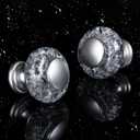 4 Pack Dresser Knobs, Silver Kitchen Crystal Cabinet Drawer Knobs, 1-3/8 Inch(36mm) Vintage Decorative Round Knobs Pulls, Easy to Install