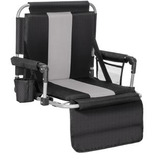 ALPHA CAMP Stadium Seat Chair for Bleachers with Back & Arm Rest (Black Grey) ALPHA CAMP Stadium Seat Chair for Bleachers with Back & Arm Rest (Black Grey)
