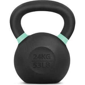 Yes4All Powder Coated Kettlebell, Cast Iron Core Kettlebells with Non-Slip Handle & Flat Bottom for Conditioning, Heavy Duty for Strength Training, 9lb to 71lb - Single & Pair (Light Green)