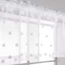 White Valances for Kitchen Rod Pocket Farmhouse Boho Country Decor Lace Pom Dot Design Pattern Textured Curtain Toppers Cute Sheer Valances for Windows Living Room Girls Bedroom Bathroom 18 Length