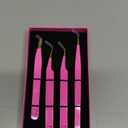 M LASH Tweezers for Eyelash Extensions (Set of 4) - Professional Lash Extension Tweezers - Fiber Tip, Japanese Steel, Diamond Grip Eyelash Extension Tweezer (Pink)