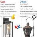 18" Outdoor Wall Light Fixtures Waterproofed Exterior Lantern W/Sturdy Rectangular Double Cage In Satin Black&Clear Tempered Glass,Sconce Mounted For House Patio,Front door,Porch,Garage Lighting 2Pack